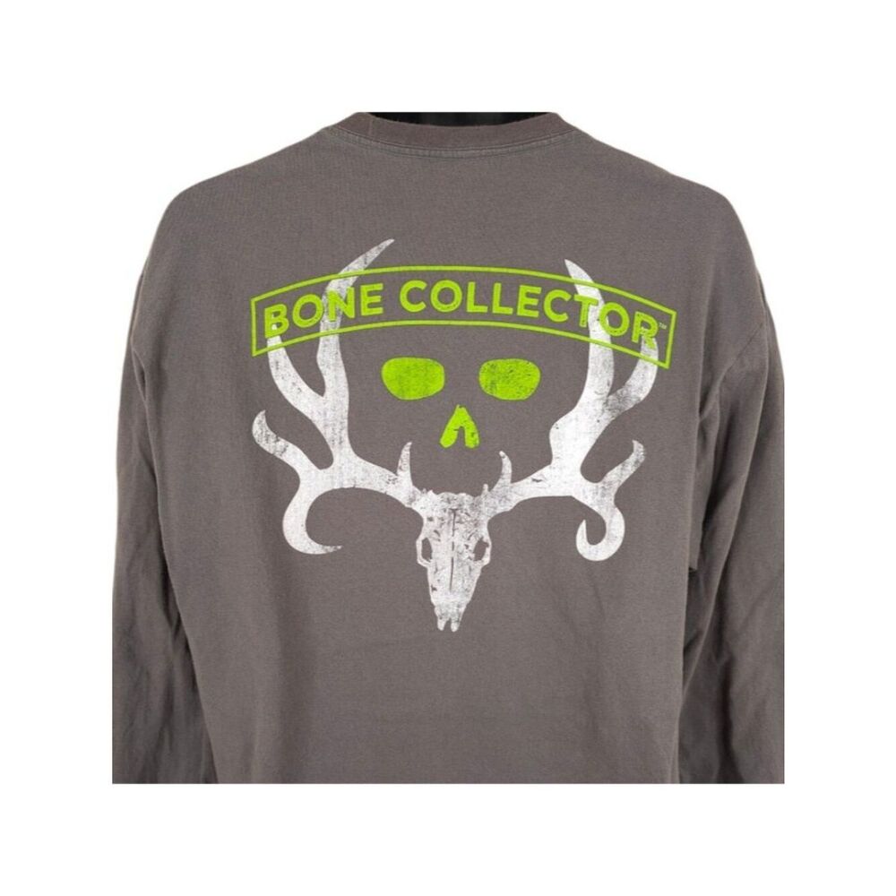 Deer Hunting T Shirt Mens Size Large Gray Bone Collector Long Sleeve